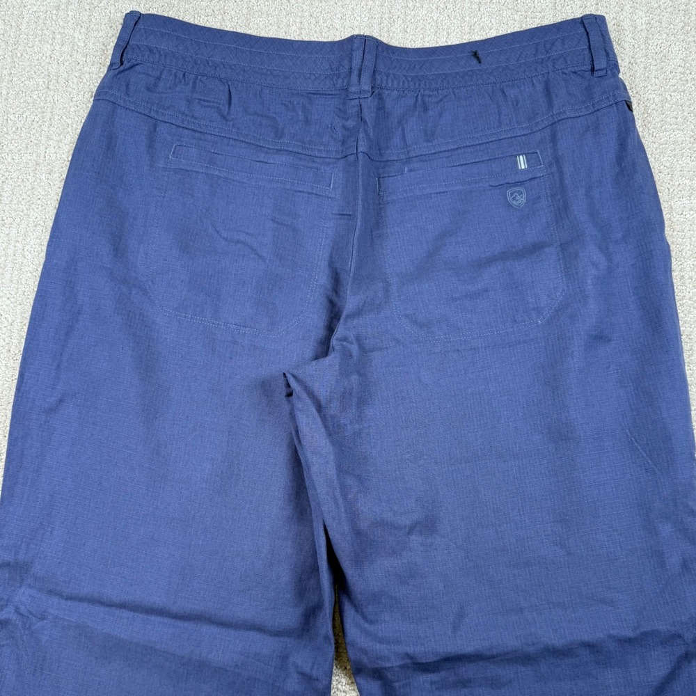 KUHL Womens Large Blue Fresco Tencel Linen Blend Straight Wide Leg Pants 6513